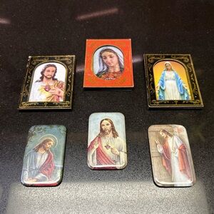 Lot Of 6 Catholic Religious Mary Jesus Framed Magnets 3-3.5”